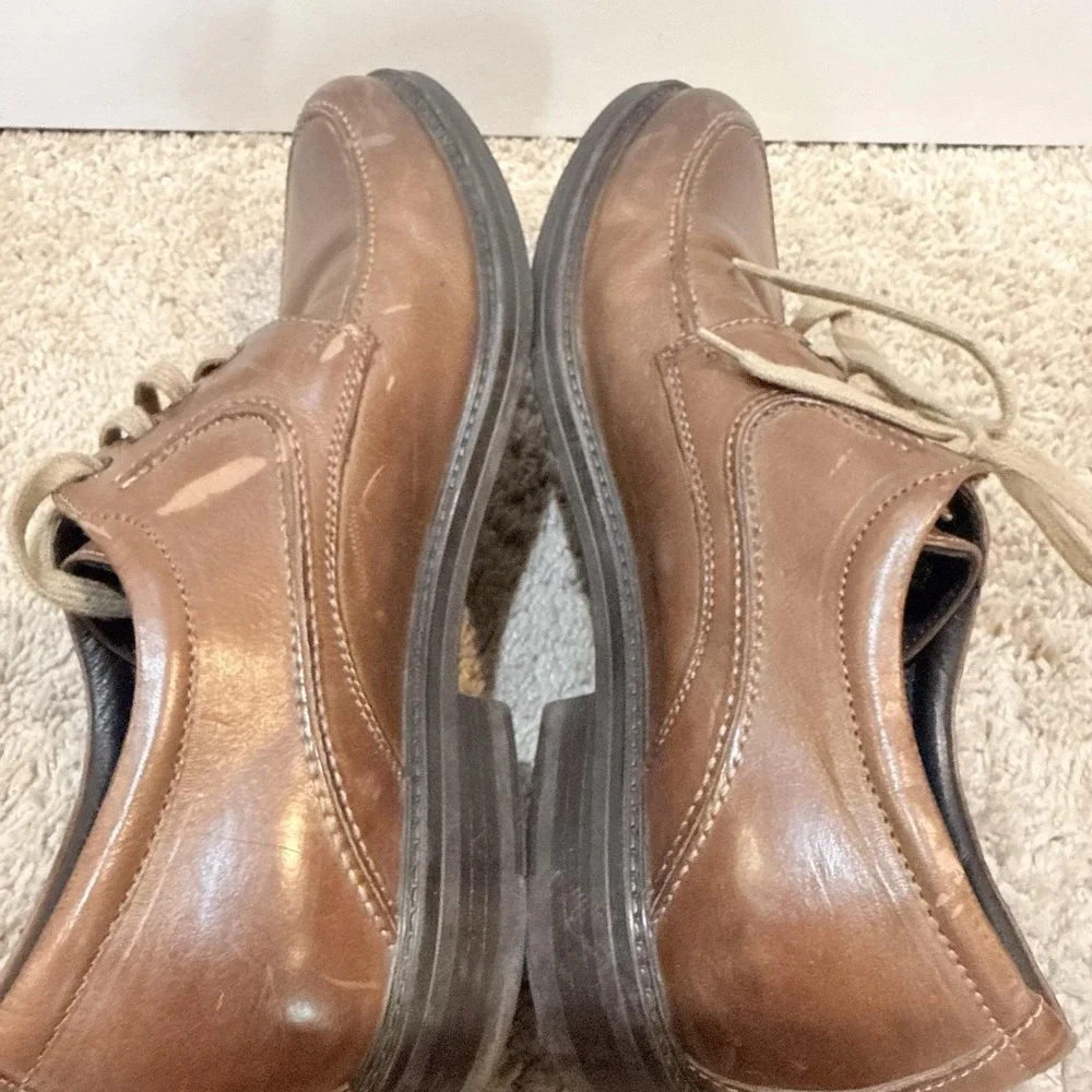 Johnston & Murphy Shoes Mens Size 8 Brown Leather Derby Dress Round Toe 10-1520
